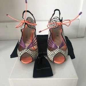Nicholas Kirkwood Lace Up Snake Sandal